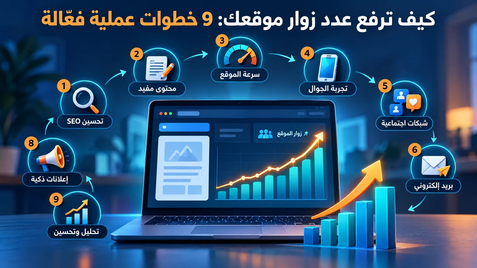 كيف ترفع عدد زوار موقعك: 9 خطوات عملية فعّالة